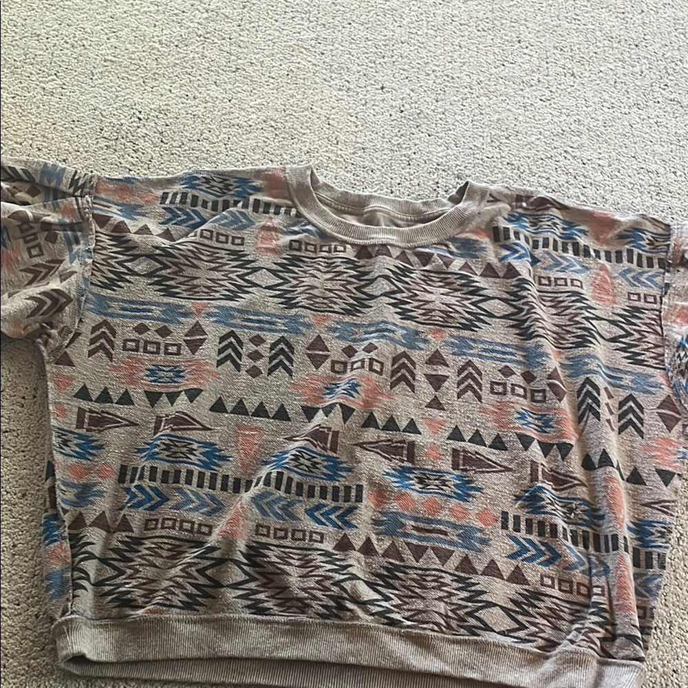 Aztec Patterned, Puffy Sleeve Women's Sweatshirt - image 8